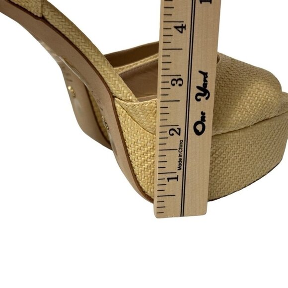 Stuart Weitzman Ryder 95 Platform Sandal Wheat Tan Textured Rafia Size 8.5 New - Picture 7 of 15